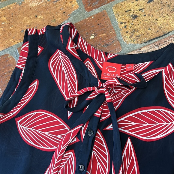 Oscar De La Renta Silk tie neck top sz 14 - Picture 6 of 11